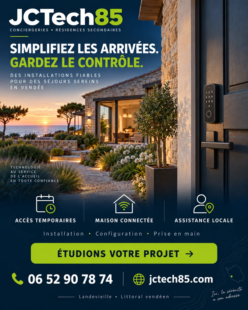 Accès pour locations saisonnières — visuel marketing JCTech85