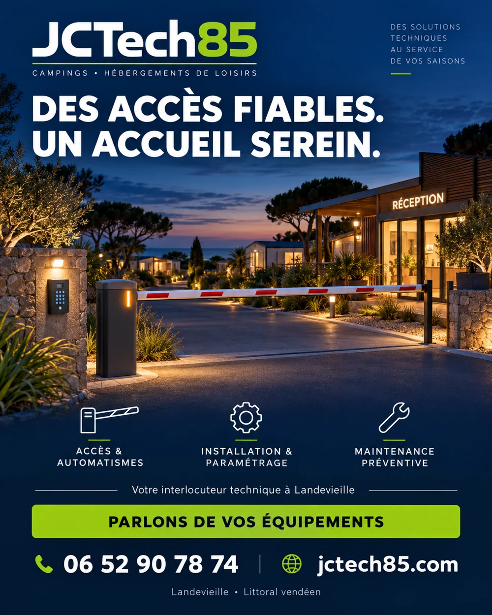 Accès et automatismes pour hébergeurs — visuel marketing JCTech85