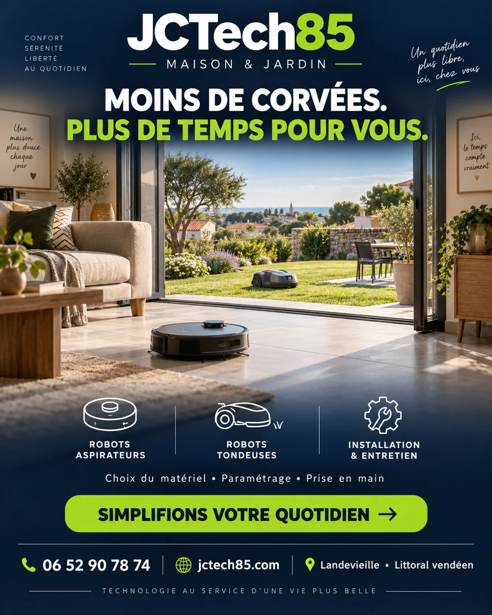 Robots pour la maison et le jardin — visuel marketing JCTech85